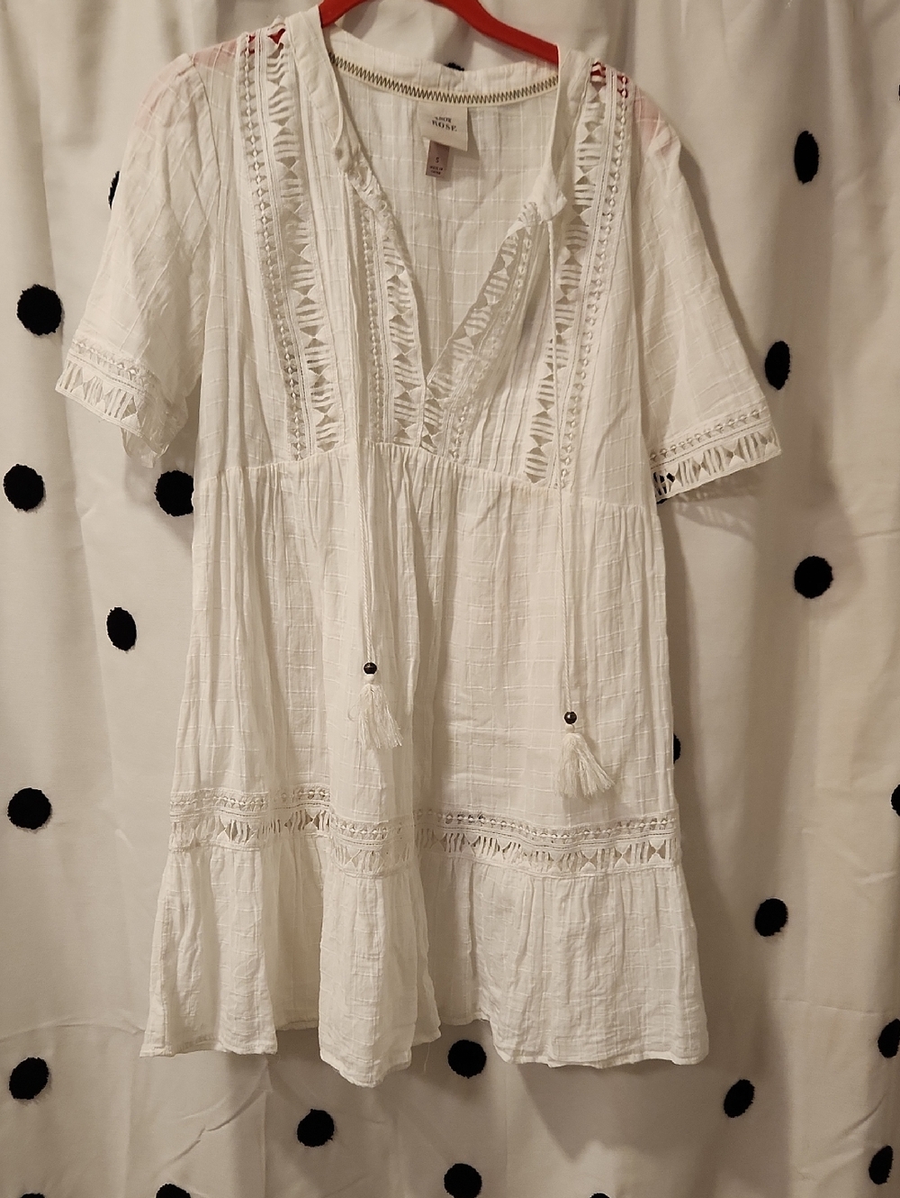 Knox Rose White Textured Square-Grid Dress Cover Up Small